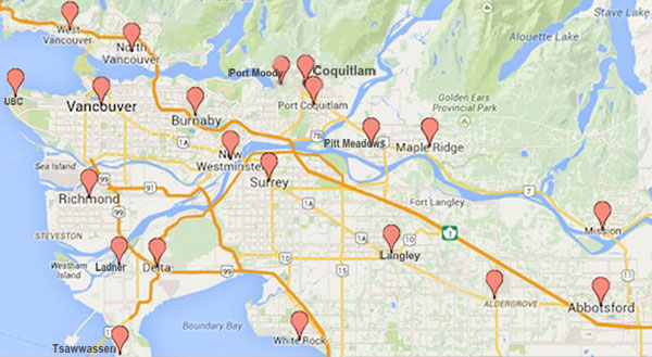 Map of Local Flower Delivery Area